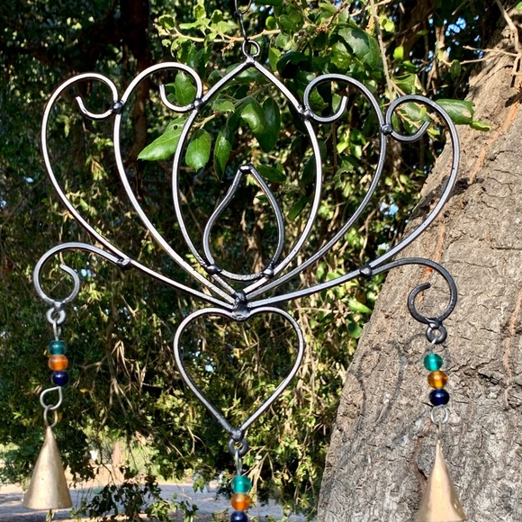 Lotus Heart Glass Beads Wind Chime Mobile - Picture 3 of 9